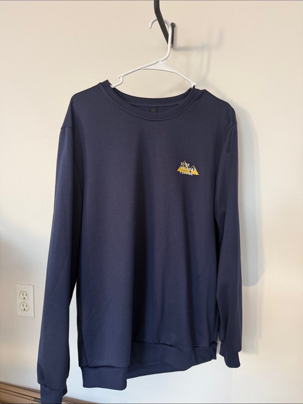 Mens Navy Crewneck Sweatshirt with Yellow Patch